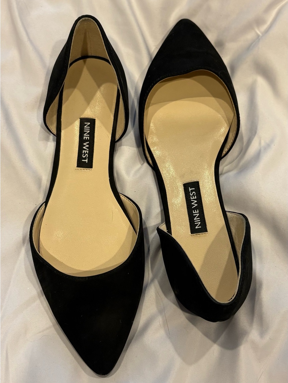 Nine West Black Suede Pointed Flats